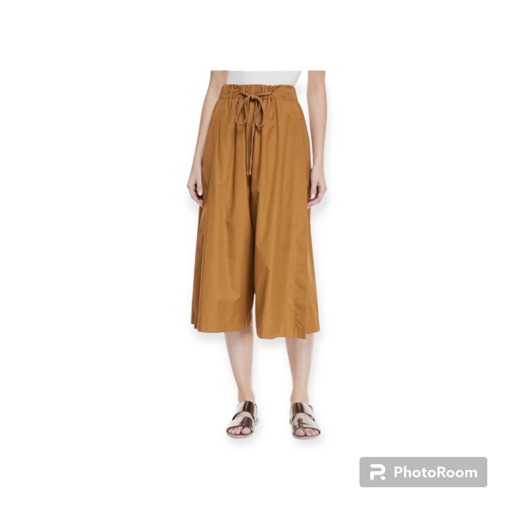 VINCE Side Slit Cropped Culotte Pant Drawstring Waist 100% Cotton Sz Sm